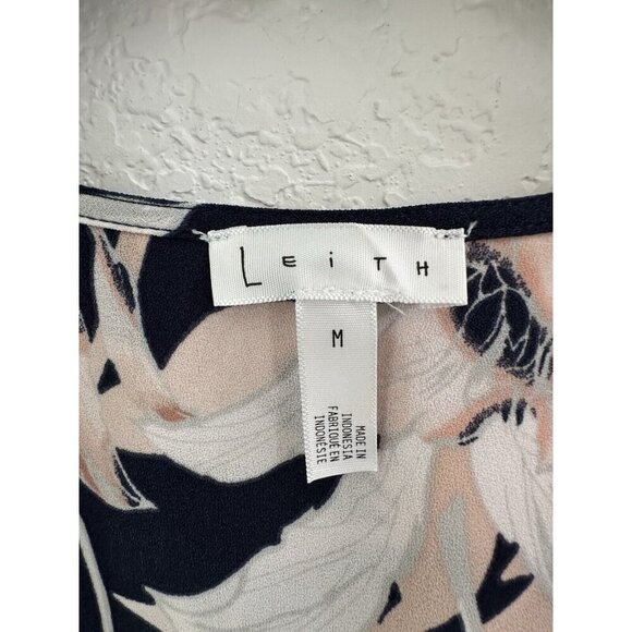 LEITH Floral Wrap Dress Sz. M Navy Blue Pink Nordstrom Work‎ Baby Shower Wedding - Picture 6 of 8